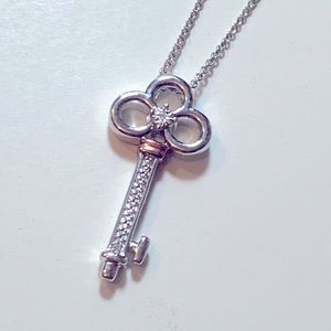 Sterling Silver and Diamond Key Necklace